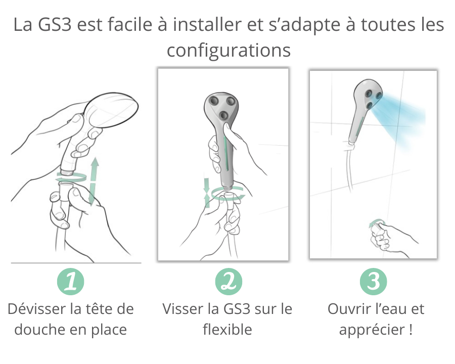 Pommeau de douche Économique Noir - GJOSA - Economie d'Eau - 11