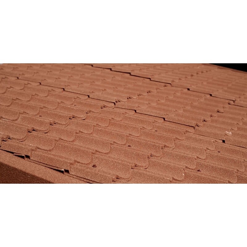 Panneau tuile facile 1030X950MM acier galvanisé granulé minéral - Brun rouge mat - Lg 950mm, Lg 1030mm - 4
