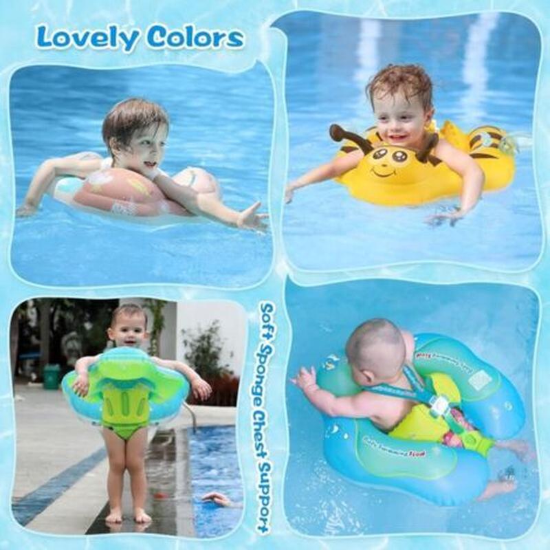 Anneau de natation gonflable pour bébé - Aide bébé à apprendre à nager avec une pompe pendant 3 à 12 mois - 4