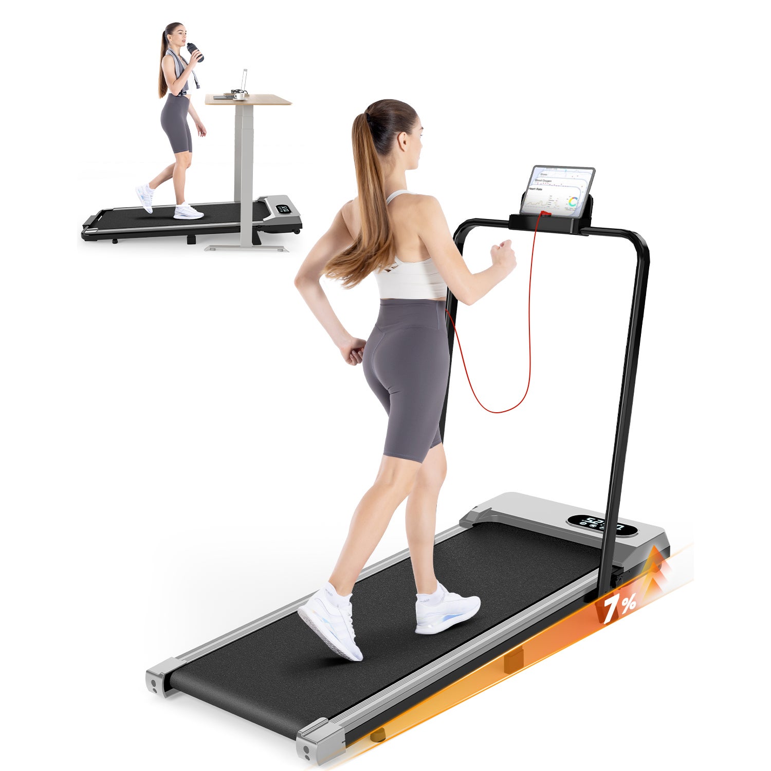 Tapis Roulant Elettrico Pieghevole 3.0 HP – Velocità 1-12 Km/h, Nastro 40x100 Cm, Montante Estensibile, APP Bluetooth E Telecomando