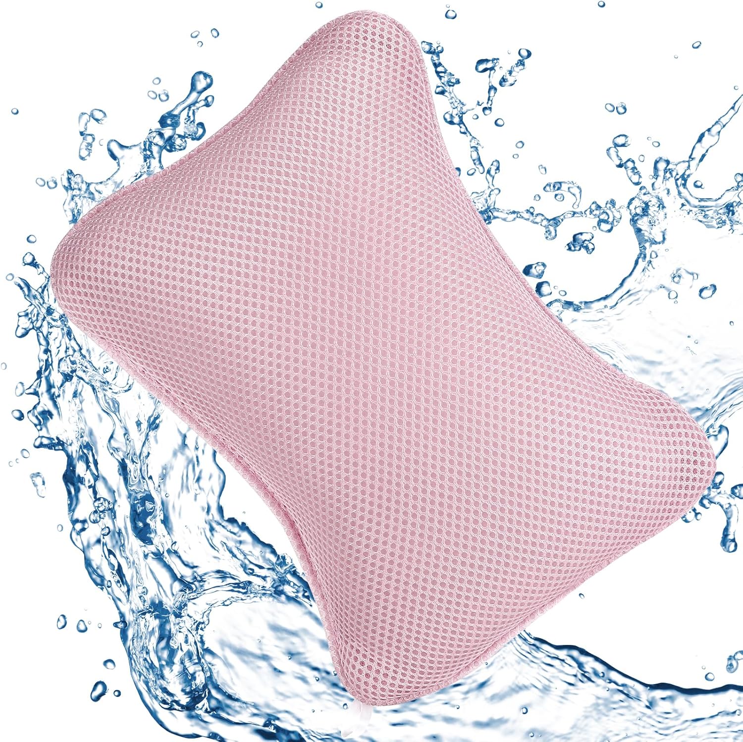 Ergonomiczna poduszka kąpielowa do spa, 2 mocne przyssawki dla stabilnego podparcia (różowa)
