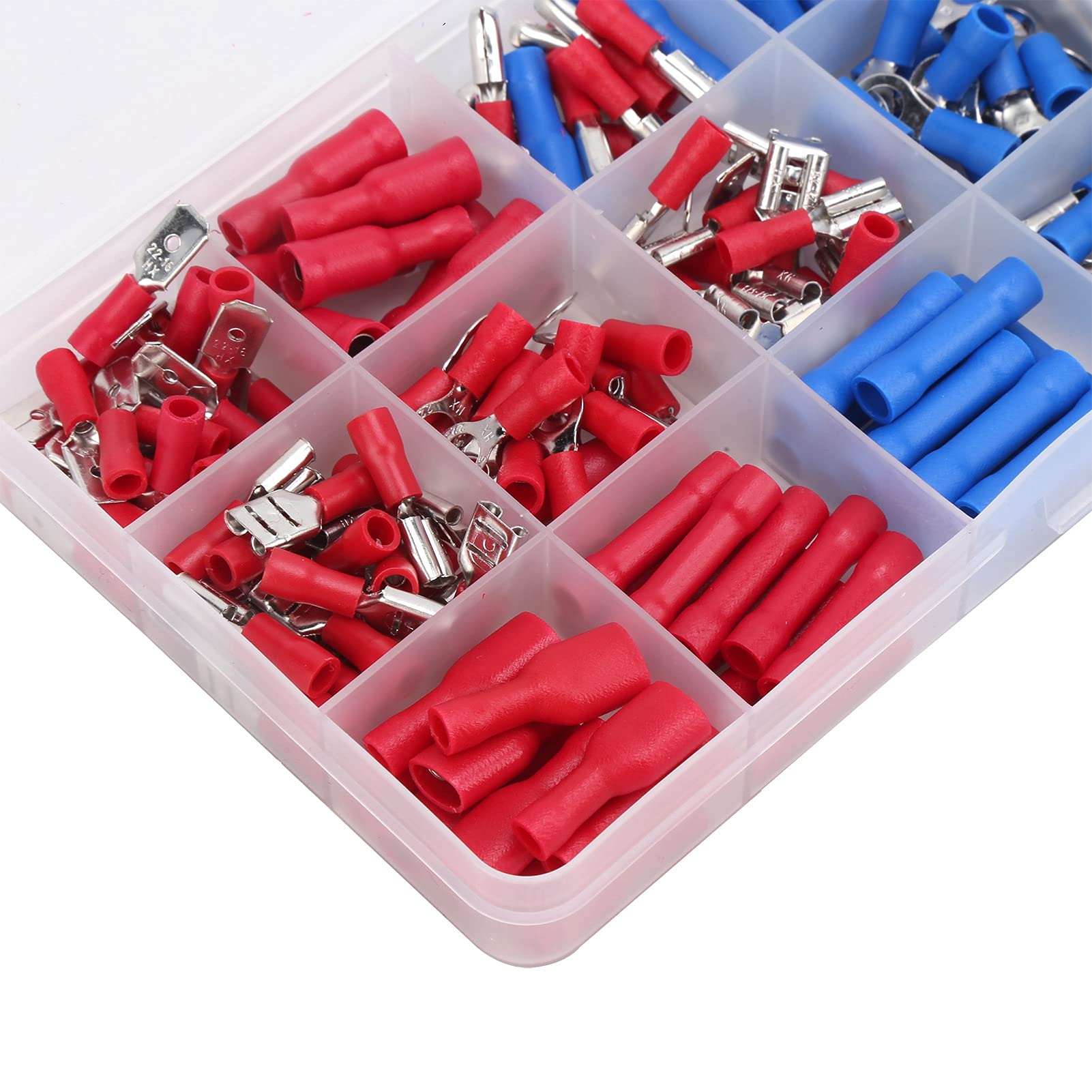 200 pezzi Set di connettori a crimpare per cavi Kit di connettori elettrici isolati pressati a freddo - 8