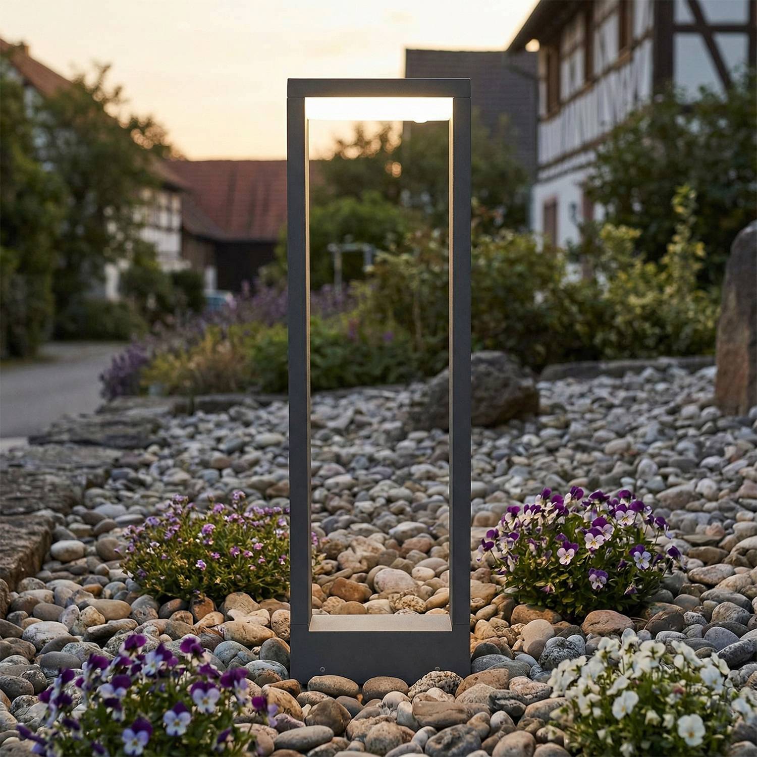 Lampada da giardino decorativa MENISINO LED 50cm IP54 resistente alle intemperie colore antracite lampione da percorso - 2