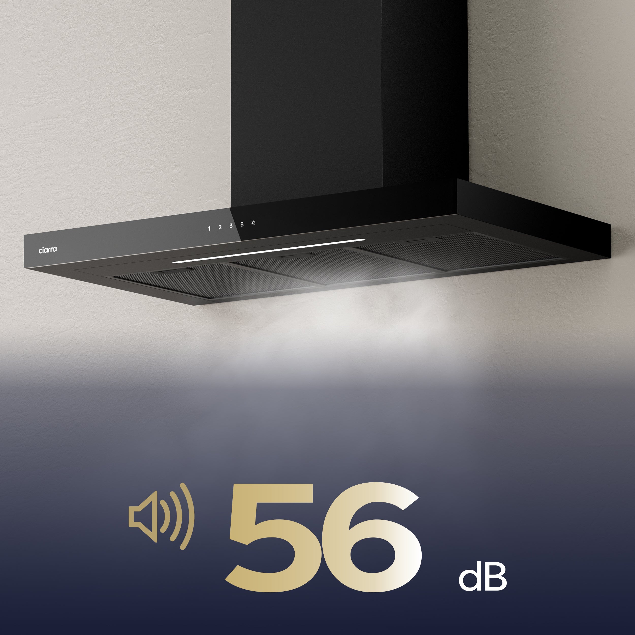 CIARRA Cappa Aspirante 90cm 706 m3/h A+++ 4 Velocità Booster Controllo App e Pannello Touch Ricircolo o Scarico Nero CD9102B - 5