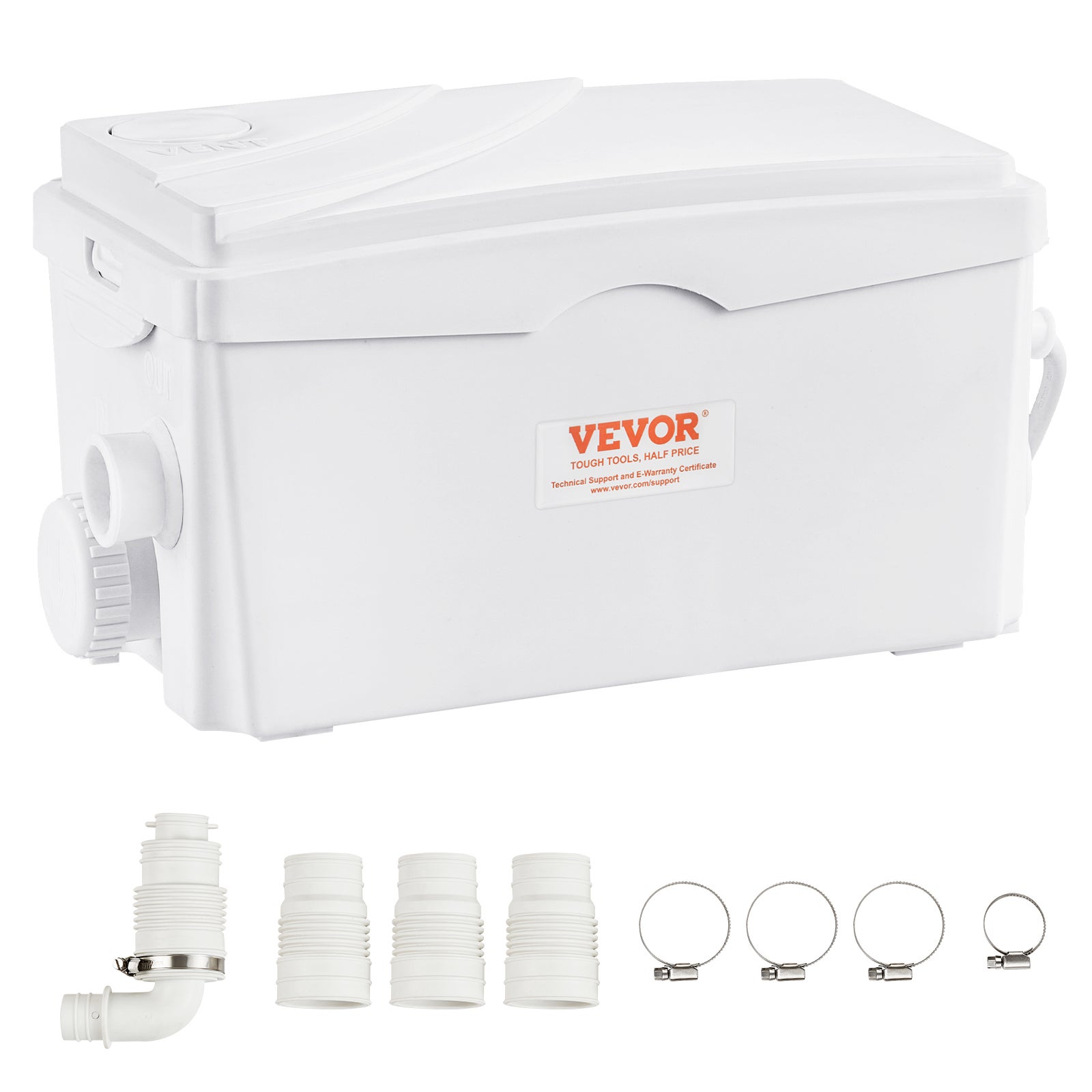 Pompa Rozdrabniająca VEVOR 350 W, Przepływ 6000 L/h, 3 Wejścia, Wysokość 7 m, Pompa do Ścieków Kuchennych, Prysznica, Zlewu, Piwnicy