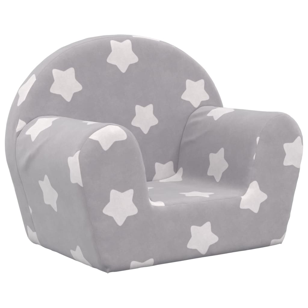 Sofá para niños | sofá de salón | sofá de descanso felpa suave gris claro con estrellas cfw23324