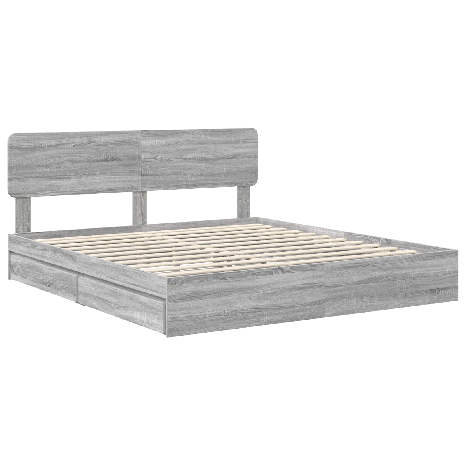 Lit de rangement gris 180 x 200 cm en panneau de bois - 4