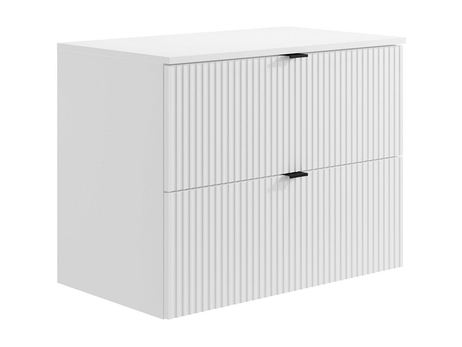 Szafka pod umywalkę wisząca ryflowana z blatem - Biały - szer. 80 cm - ZEVINI