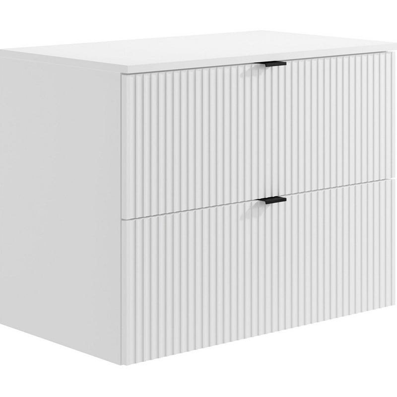 Szafka pod umywalkę wisząca ryflowana z blatem - Biały - szer. 80 cm - ZEVINI