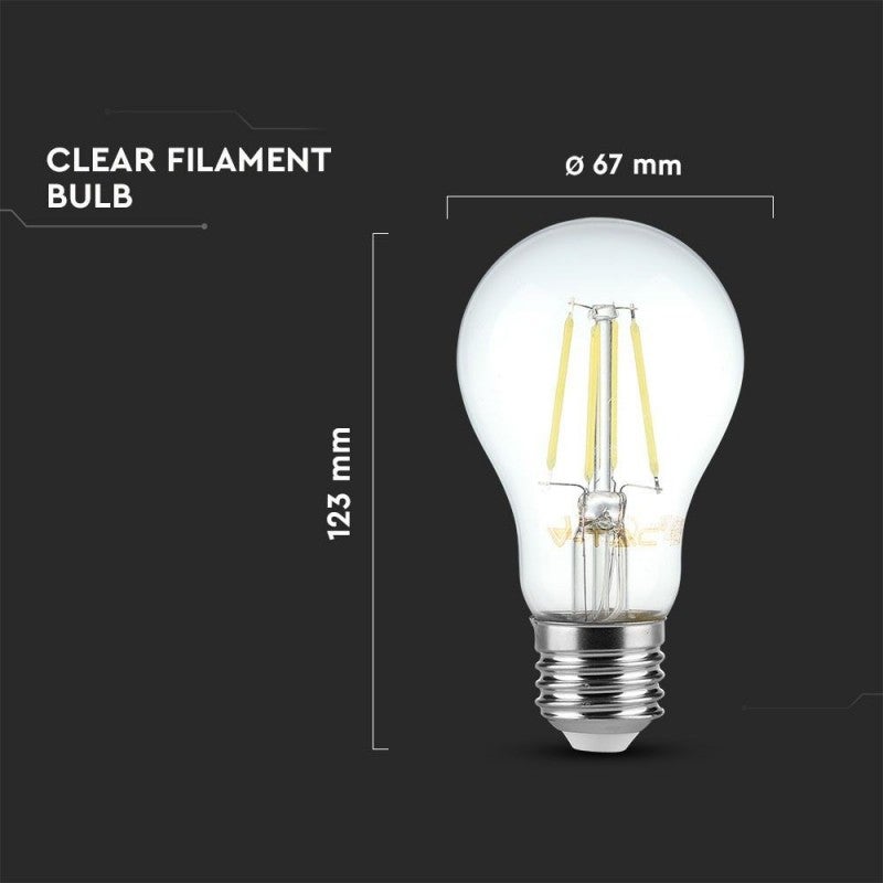 Lampadina LED a filamento da 10 W brevettata E27 A67 VT-1981 - 6000K - 2