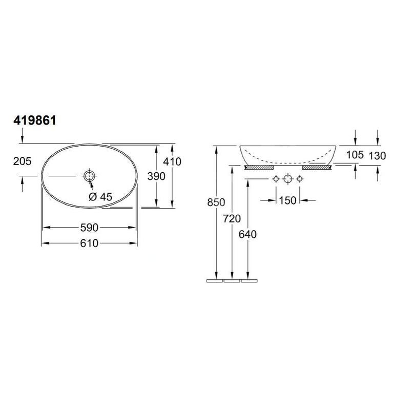 Villeroy & Boch Artis - Vasque, 610x410 mm, Powder 419861BCT0 - 2