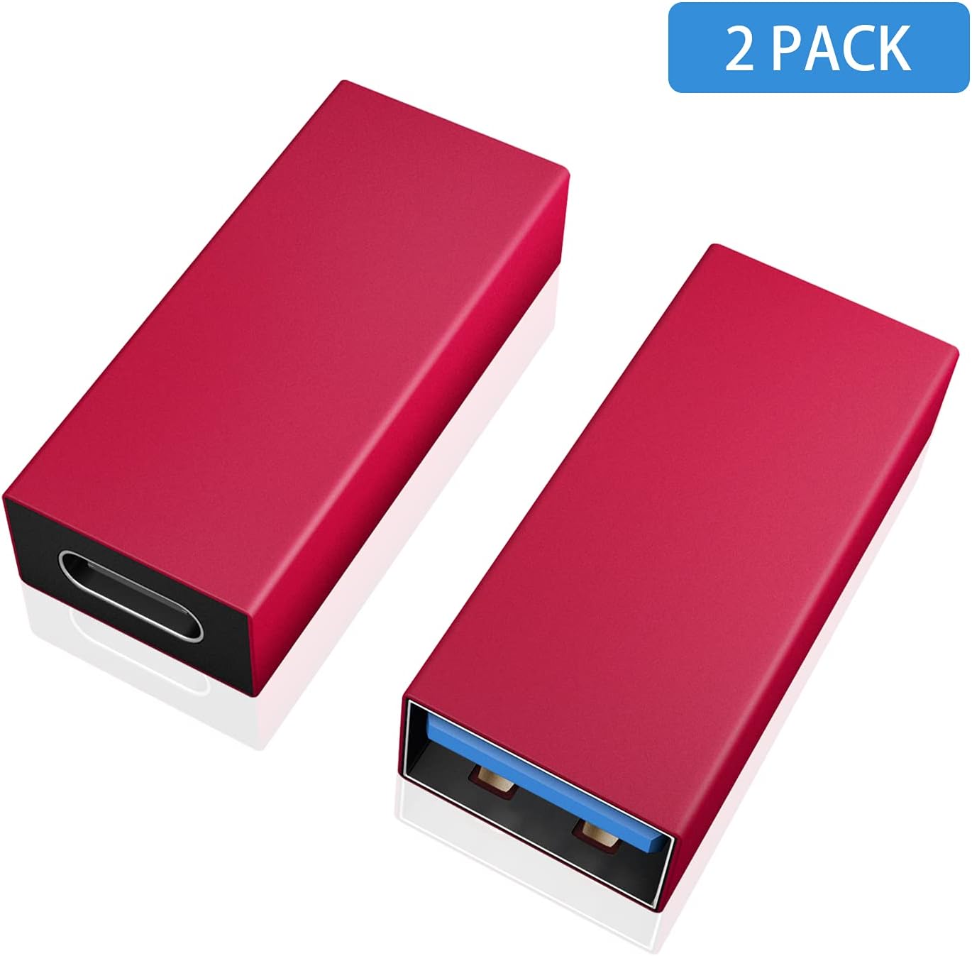 Zestaw 2 (czerwony) adapterów USB C do USB 3.0, USB 3.1, USB 3.0 żeński do USB C żeński