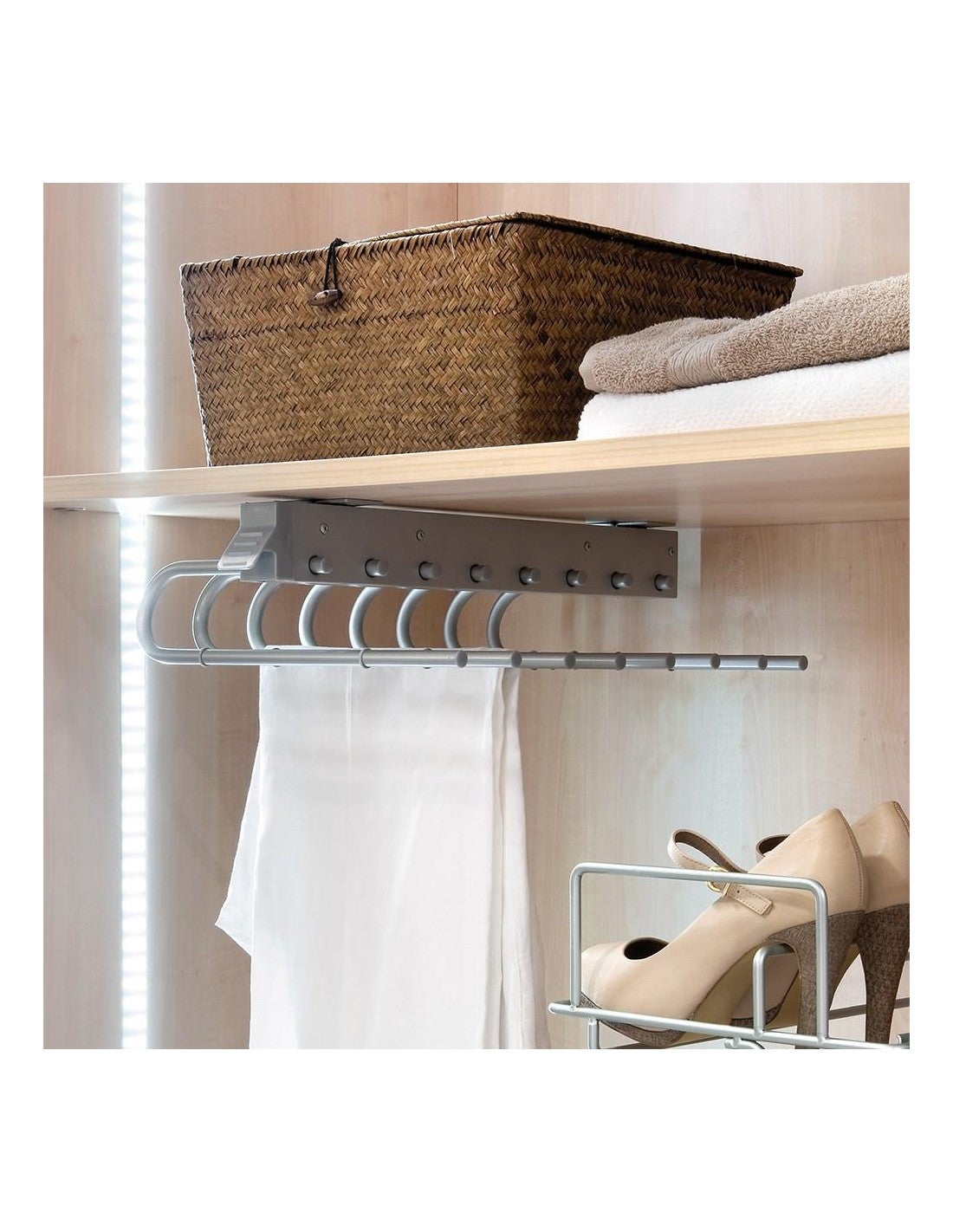 Emuca Porte-pantalons extractible, Gauche, Peint en aluminium, Acier et Plastique. - 8