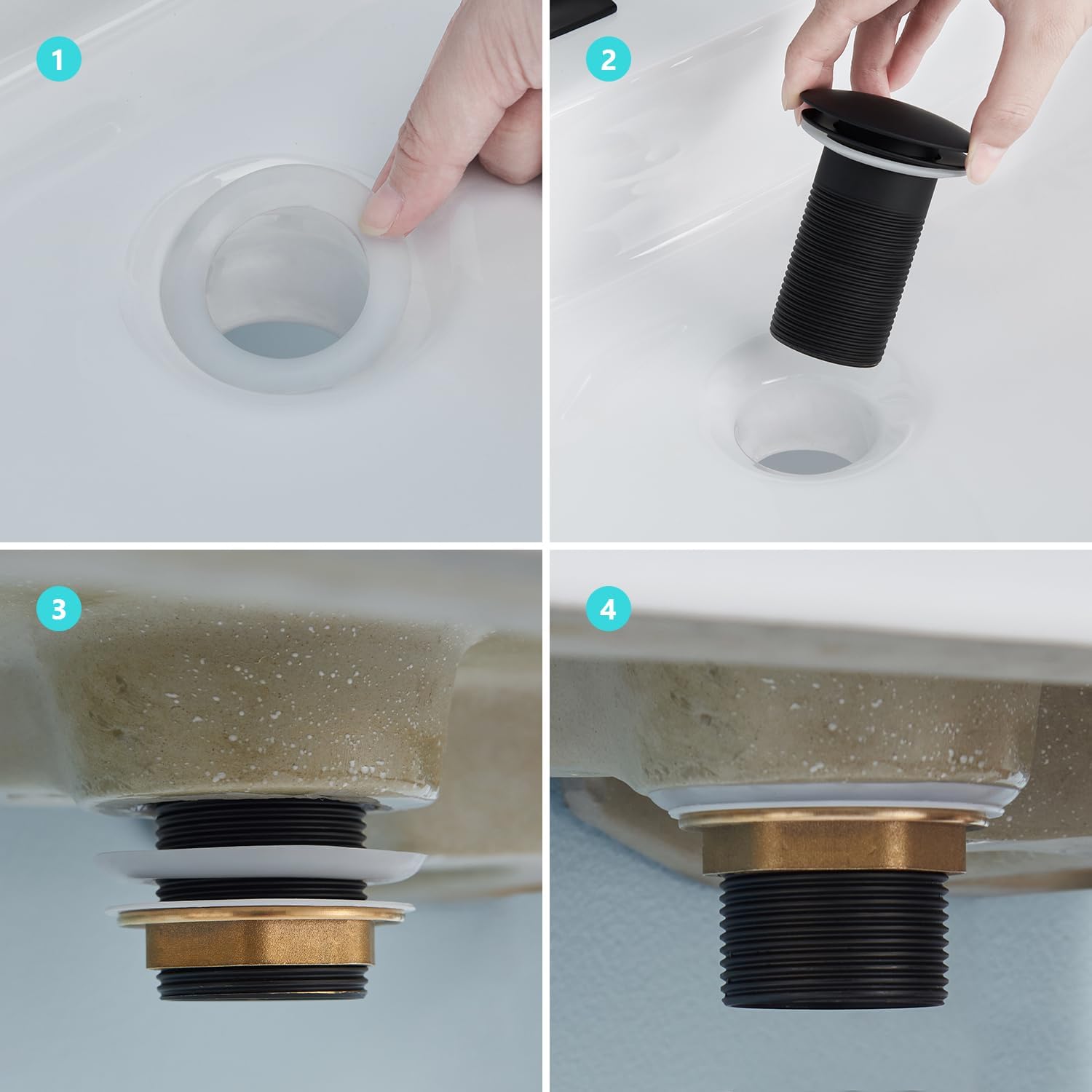 Bonde Lavabo sans Trop Plein, Ulytid Bonde Lavabo Salle de Bain Clic Clac, Bonde de Salle de Bain Pop-up Clic Clac, Universelle Standard-G 1 ¼ - 6