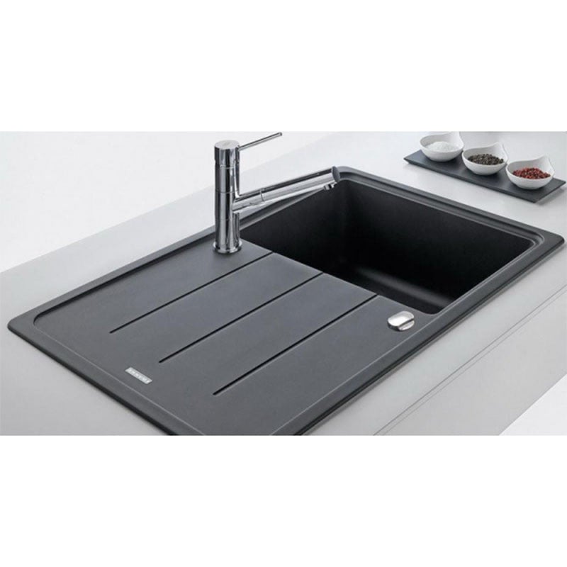 Basis BFG 611-97 Evier 97x50cm avec égouttoir réversible, Fragranit +, Onyx (BFG611-97ON) - 2