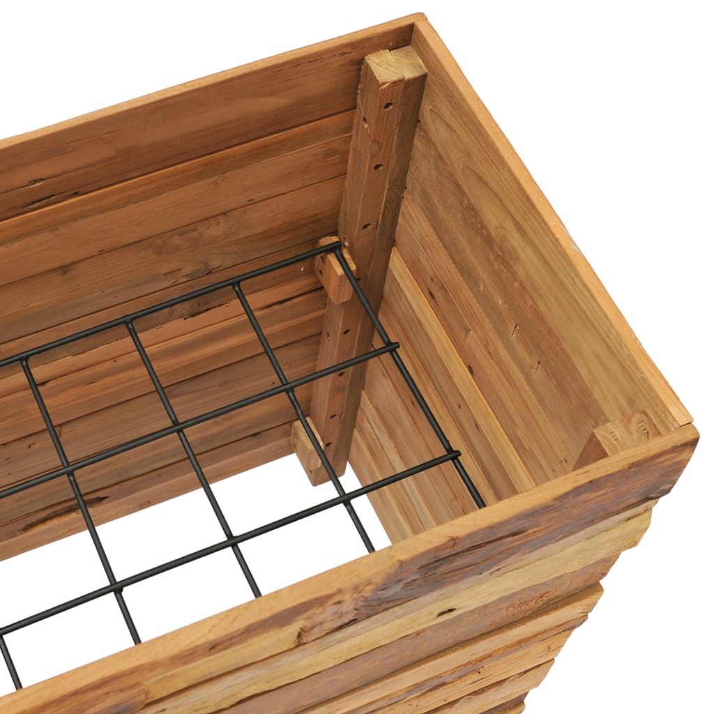 Fioriera rialzata piante fiori giardino 100 x 40 x 72 cm legno di teak riciclato e acciaio 02_0000897 - 5