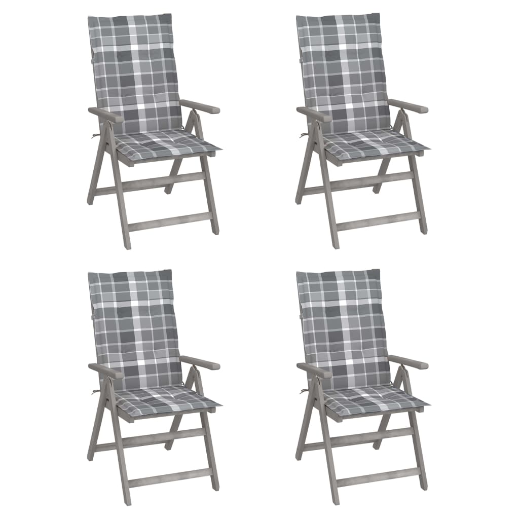 Chaises inclinables de jardin 4 pcs avec coussins Bois d'acacia - 2