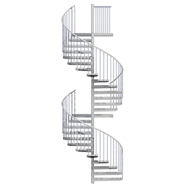 Escada exterior / Escada em espiral Ø 225 cm | Alturas : 450 - 467 cm | Revestimento dos degraus em grelha expandida