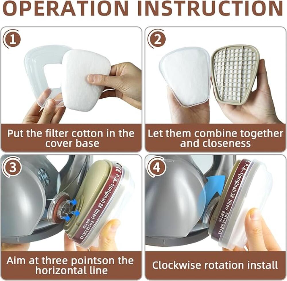 Masque Respiratoire Intégral Avec Filtres, Masque Anti-Poussière En Aérosol De Peinture Réutilisable, Idéal Pour Polissage,Soudure,Graffiti,La Pe - 5