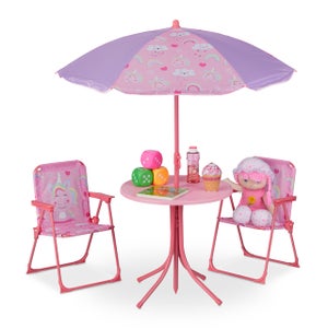SOARS Tavolo Da Picnic Per Bambini Con 4 Sedie E Ombrellone – Set Mobili In Legno Per Esterno, Giardino E Terrazza - 2