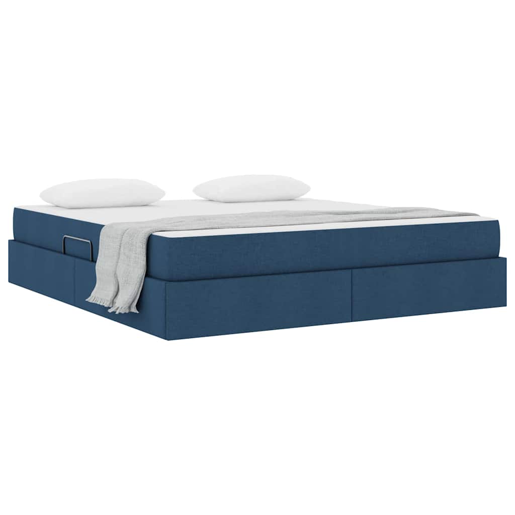 Lit avec rangement et matelas en polyester bleu pour la chambre, 180 × 200 cm - 3