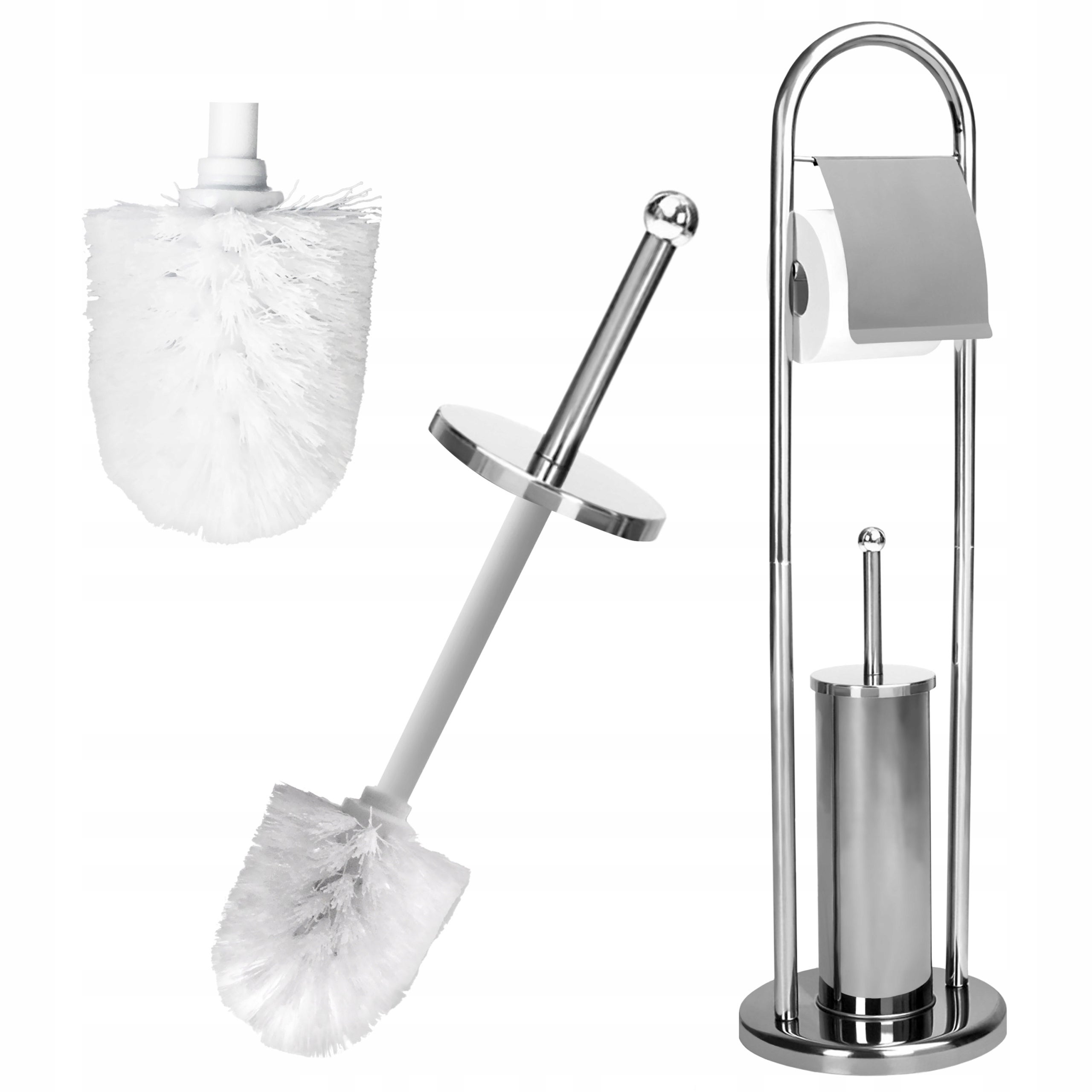 STOJAK NA PAPIER TOALETOWY + SZCZOTKA DO WC ZESTAW STABILNY STYLOWY SOLIDNY - 4