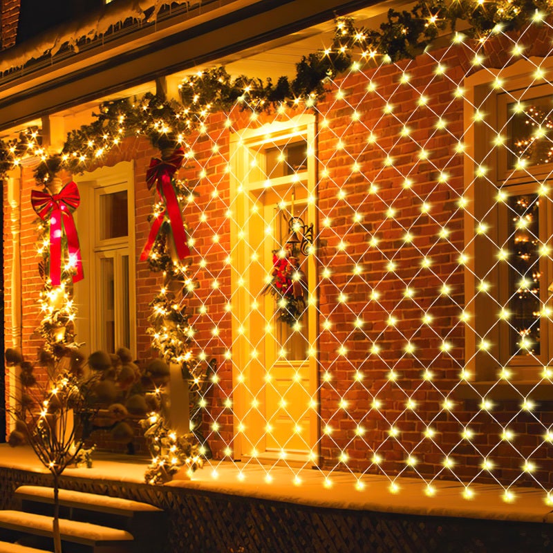 3x2M Filet Lumineux Solaire Blanc chaud Chaîne lumineuse avec 8 modes Rideau lumineux de Noël intérieur extérieur - 8
