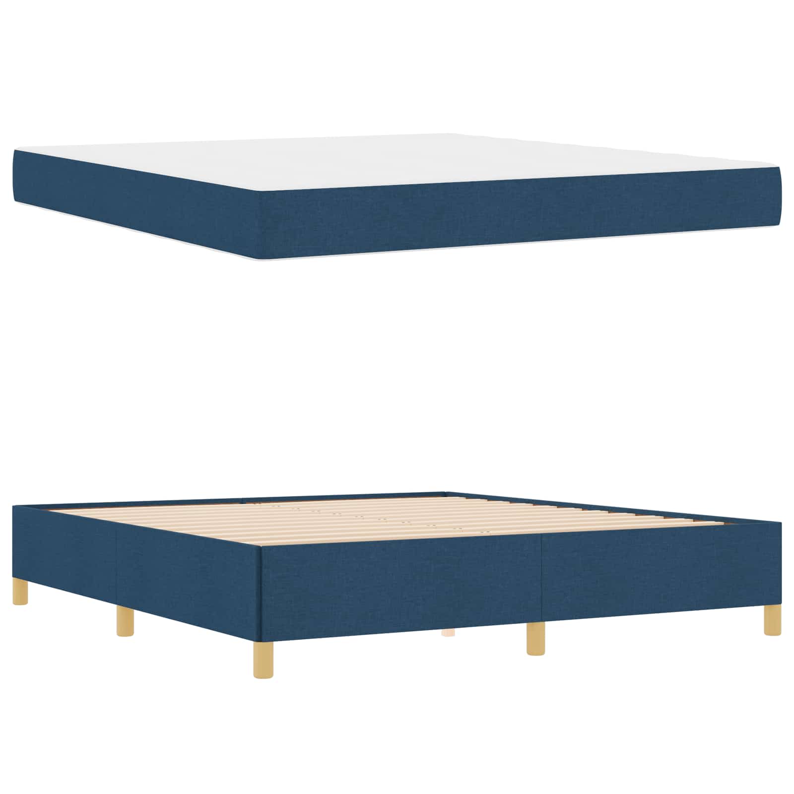Cadre de lit en tissu bleu pour la chambre, 180 × 200 cm - 5