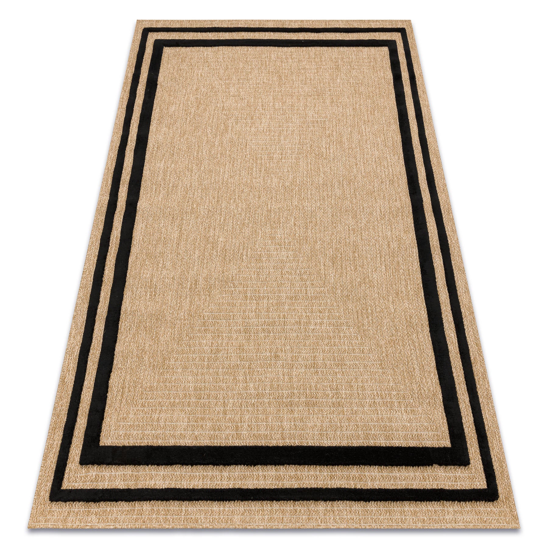 Dywan SPARK 0687 beż / czarny - Ramka, sizal, strukturalny 160x220 cm