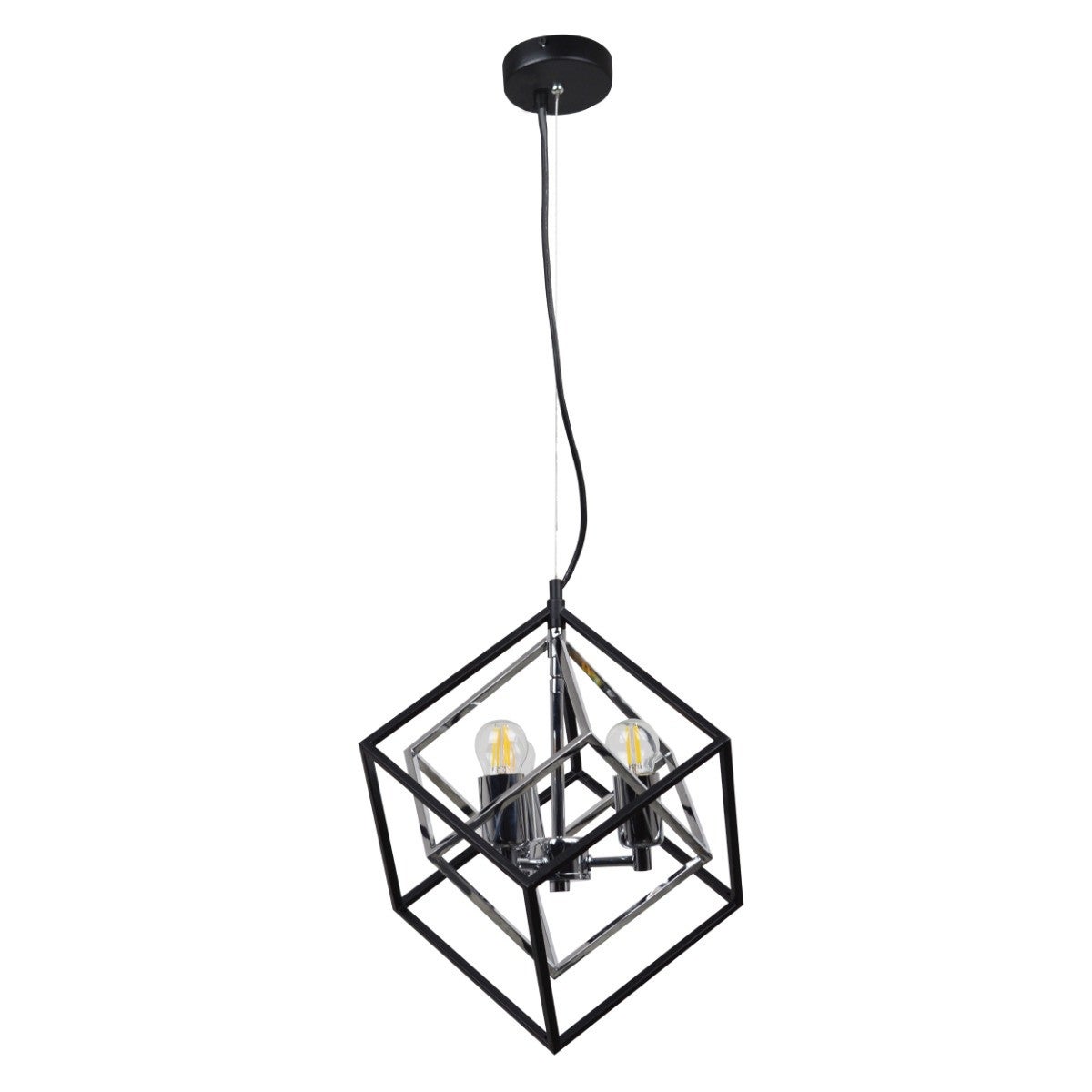 Lampa wisząca Ikar czarna-chromowana 3xE27x20W industrialna wym: 120 x 37 x 37 cm metal Polux