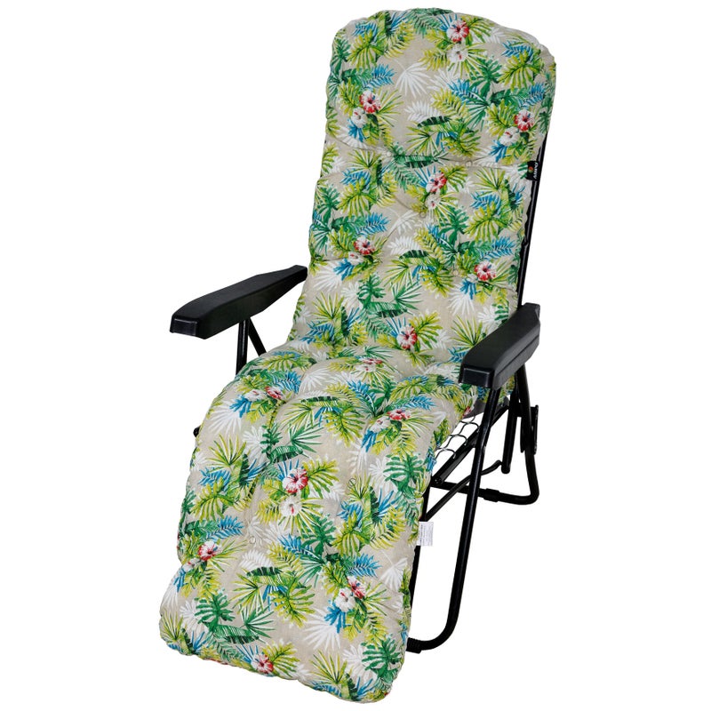 Poduszka ogrodowa na leżak z podnóżkiem AMPO beżowy zielony 1 szt.