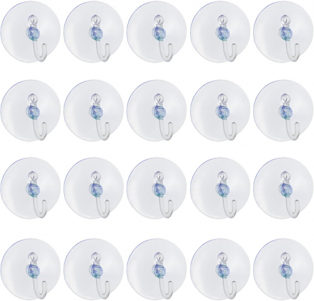 Średnica 4 cm Zestaw 20 przezroczystych plastikowych przyssawek z haczykami do dekoracji okiennych, przyssawki do szafek, idealne do wieszania dekora