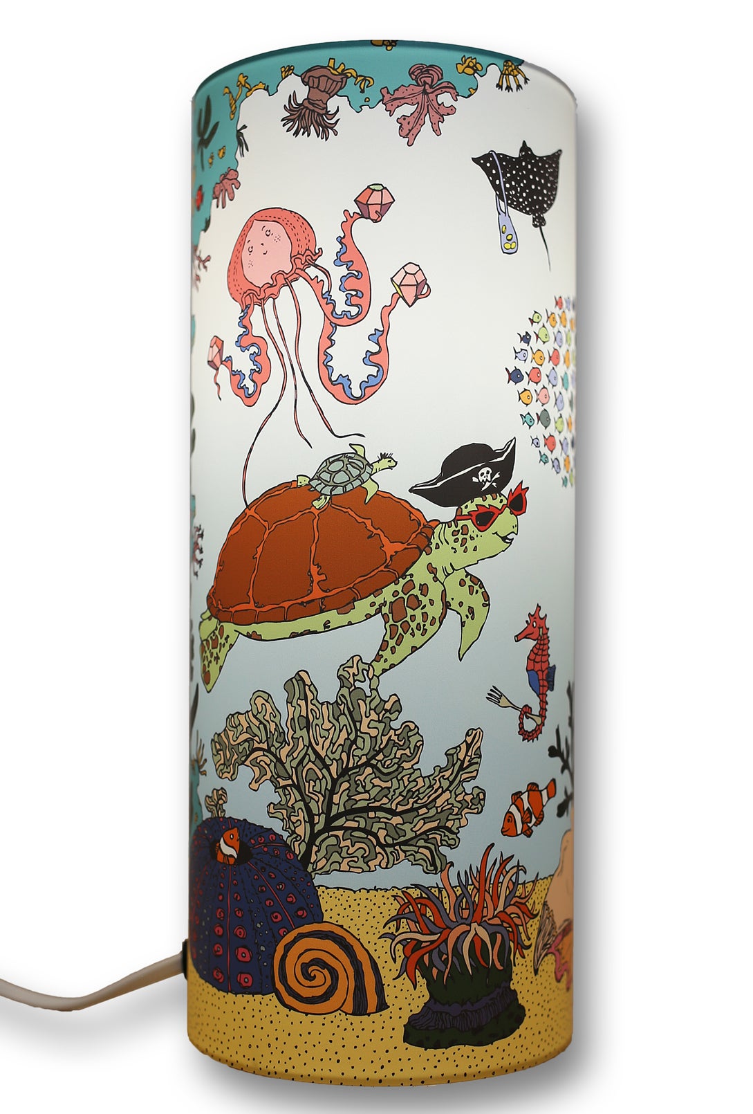Petite Veilleuse En Résine Translucide Vintage Années 70 - Thème Fonds Marins, Couleur Océan (occasion)
