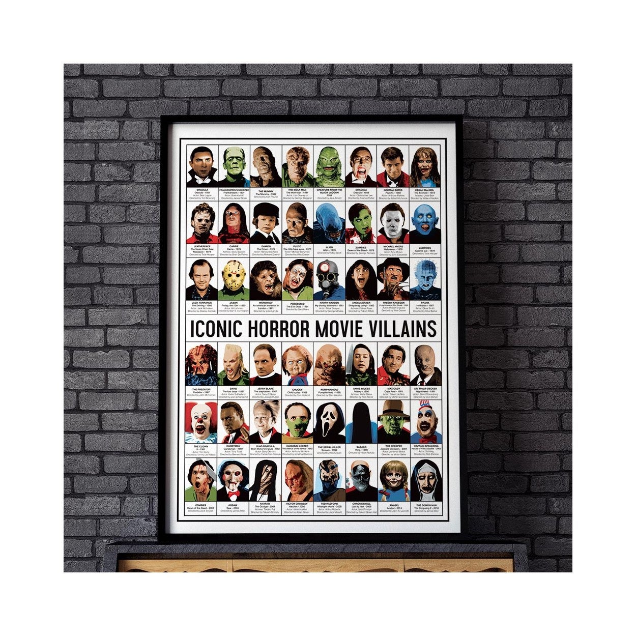 Affiche d’art 30 x 40 cm - Iconic Horror movies Villains - Olivier Bourdereau - 5