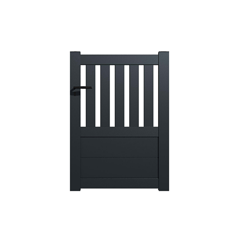 Portillon aluminium modèle semi-ajouré en kit dimensions L.1000 (entre piliers) x H.1300 mm Couleurs Gris (RAL 7016) - 2