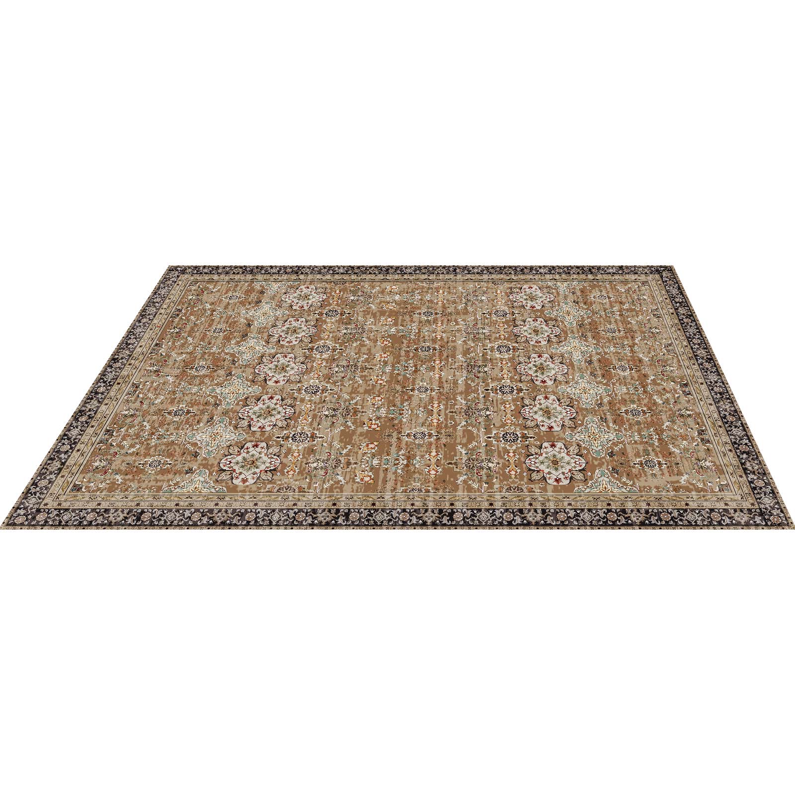 Tapete VEVOR sala estar, 2,3 x 2,9 m, grande lavável, antiderrapante, resistente riscos animais estimação, para escritório, entrada, castanho e verde - 9