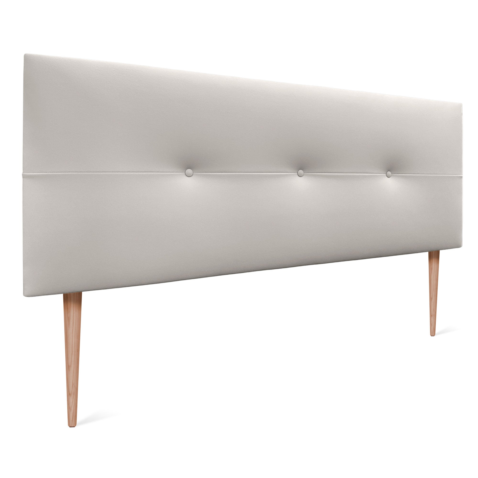 Tête De Lit Rembourrée 160 Cm En Tissu Beige ACUALINE - Design Avec Boutons Entrelacés - Inclut Pieds En Bois Et Quincaillerie