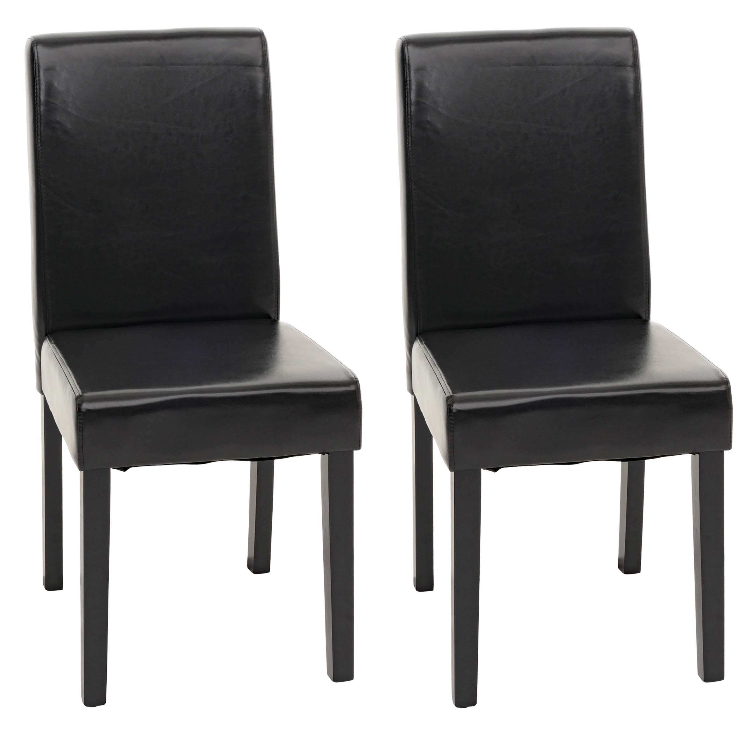 Zestaw 2 krzeseł do jadalni Krzesło kuchenne Littau ~ skóra, czarny, ciemne nogi