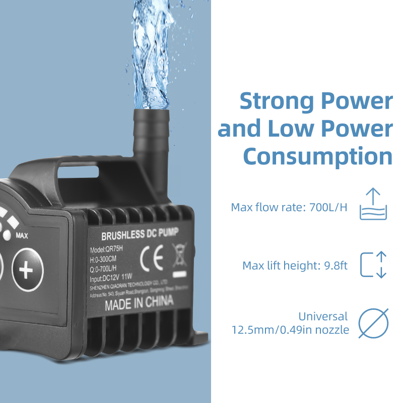 Mini pompe à eau 12V, débit de 550 L/h, hauteur de 2 mètres, interface CC，Pour aquariums, bassins et aquariums - 4