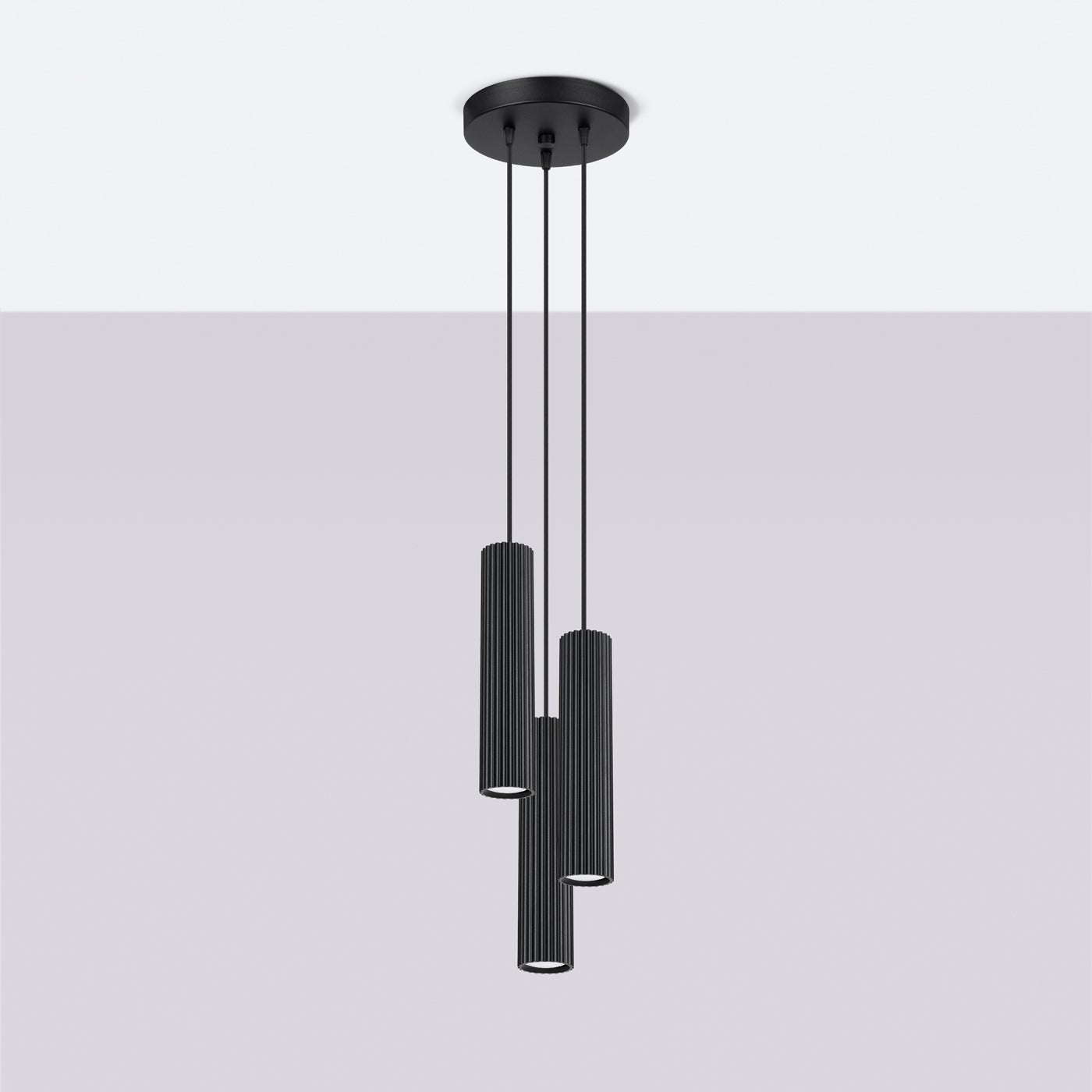 Lampa wisząca GLOOW 3P czarny LED 4000K - 19.5x19.5x108cm Sollux