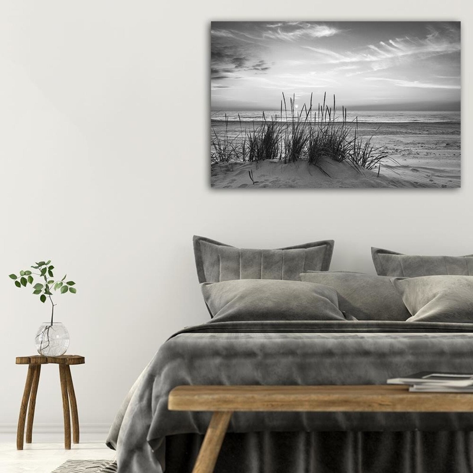 Tableau bois herbe sur la plage 2 - 90 x 60 cm - 3