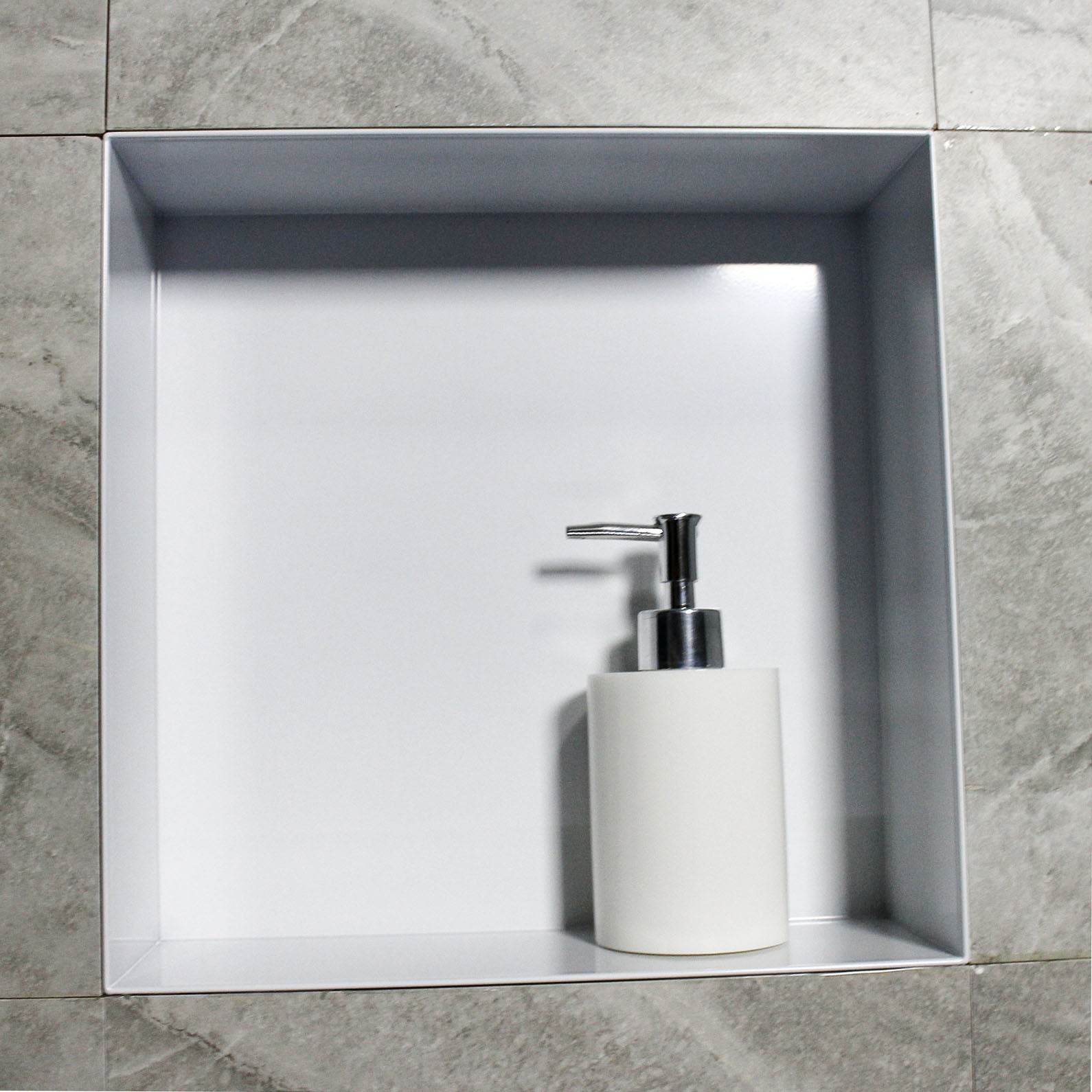 BERNSTEIN - Nicho de duche de parede, prateleira de duche em aço inoxidável, sem rebordo - 30x30x10cm - BS303010 Branco - 3