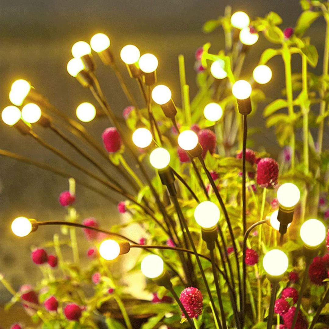Pack de 2 lampes solaires pour l'extérieur, piquet de jardin avec 8 lumières LED chaudes 2400K - 4