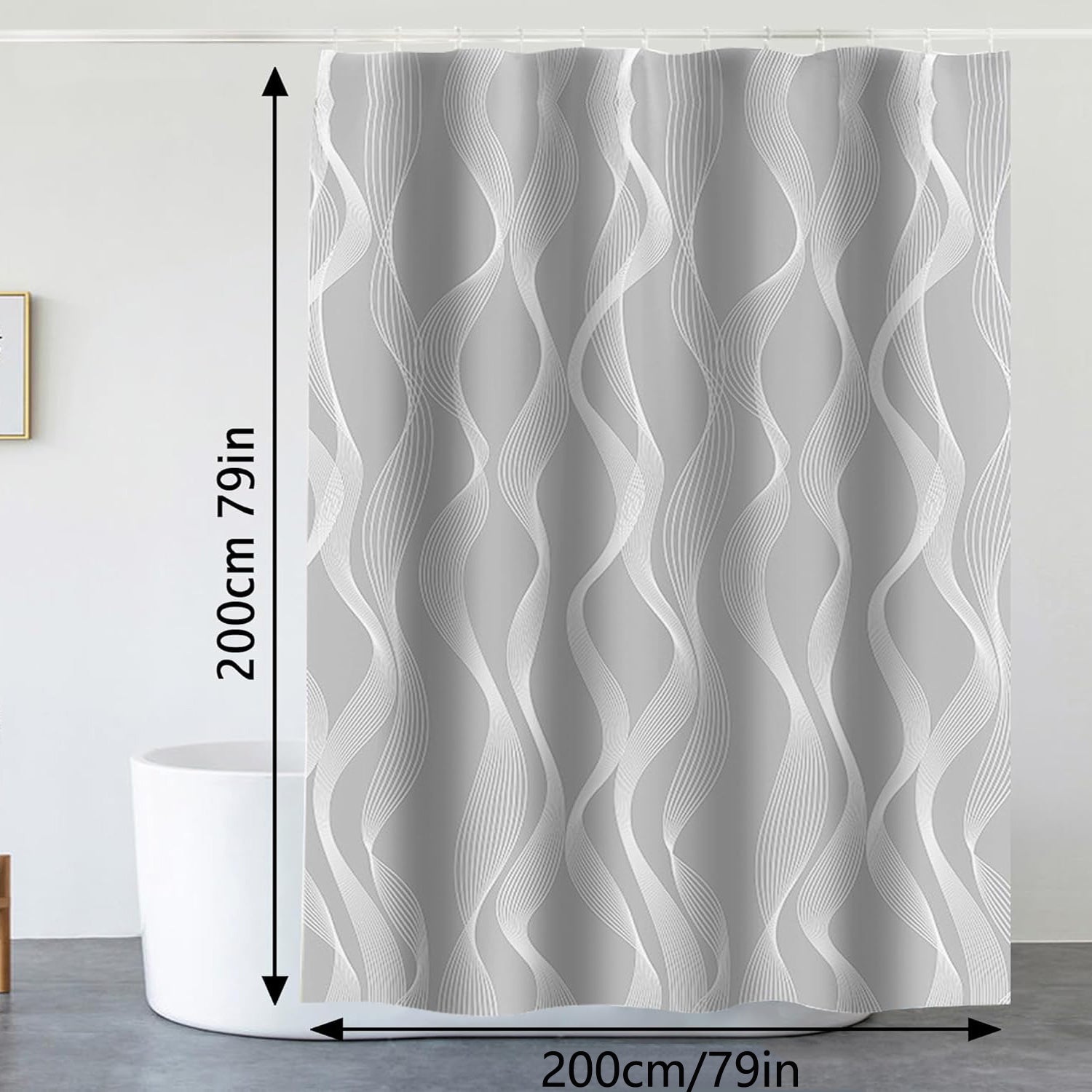 Tenda Da Doccia In Poliestere 120x200 Cm - Impermeabile, Anti-Muffa, Con 8 Ganci, Bianco - Foto 8