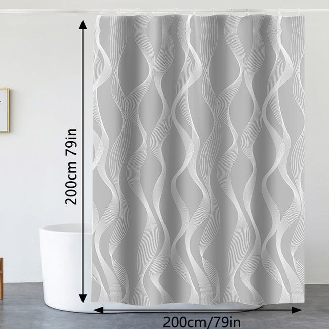 Tenda Da Doccia In Poliestere 120x200 Cm - Impermeabile, Anti-Muffa, Con 8 Ganci, Bianco - Foto 8