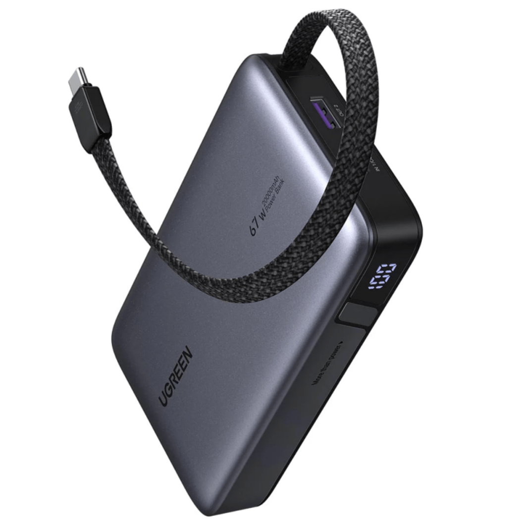 Baterie Externa Ugreen PB550-55996B | 20000mAh, 67W, QC+PD, 2xUSB-C, USB-A, Gri