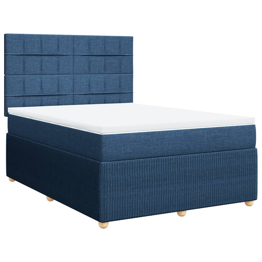 Maison Exclusive - Sommier à lattes de lit avec matelas Bleu 140x200 cm Tissu - 3