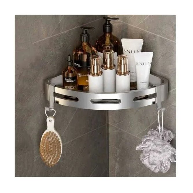 Étagère de douche d'angle, 2 paquets, étagère murale de salle de bain avec adhésif, organisateur de rangement pour toilettes, dortoir et cuisine - 2