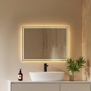 Miroir avec LED Illumination Salle de Bain - Faye | 120x100 cm | Blanc Froid 7000K | Interrupteur Tactile | Leroy Merlin