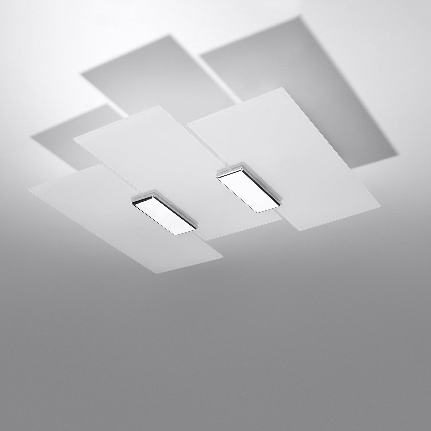 Plafon Fabiano niestandardowy srebrno-biały 3xE27x20W wym: 7 x 40 cm IP20 szkło Sollux Lighting